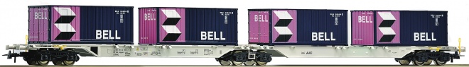 Articulated Flat car of AAE loaded with 4 containers BELL<br /><a href='images/pictures/Roco/161451.jpg' target='_blank'>Full size image</a>